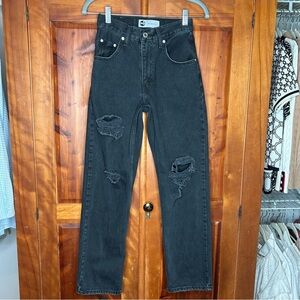 Levi's SilverTab 94 Baggy Black Women's Distressed Loose Straight Jeans Country